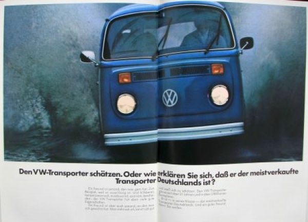 Volkswagen Transporter T2 Modelprogram "Was Sie dazu lesen muessen" 1972 Carbrochure (1776)
